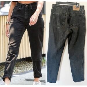 Vintage Levi’s 550 Faded Black Mom Jeans Relaxed High Waist  Streetwear 10 Tall